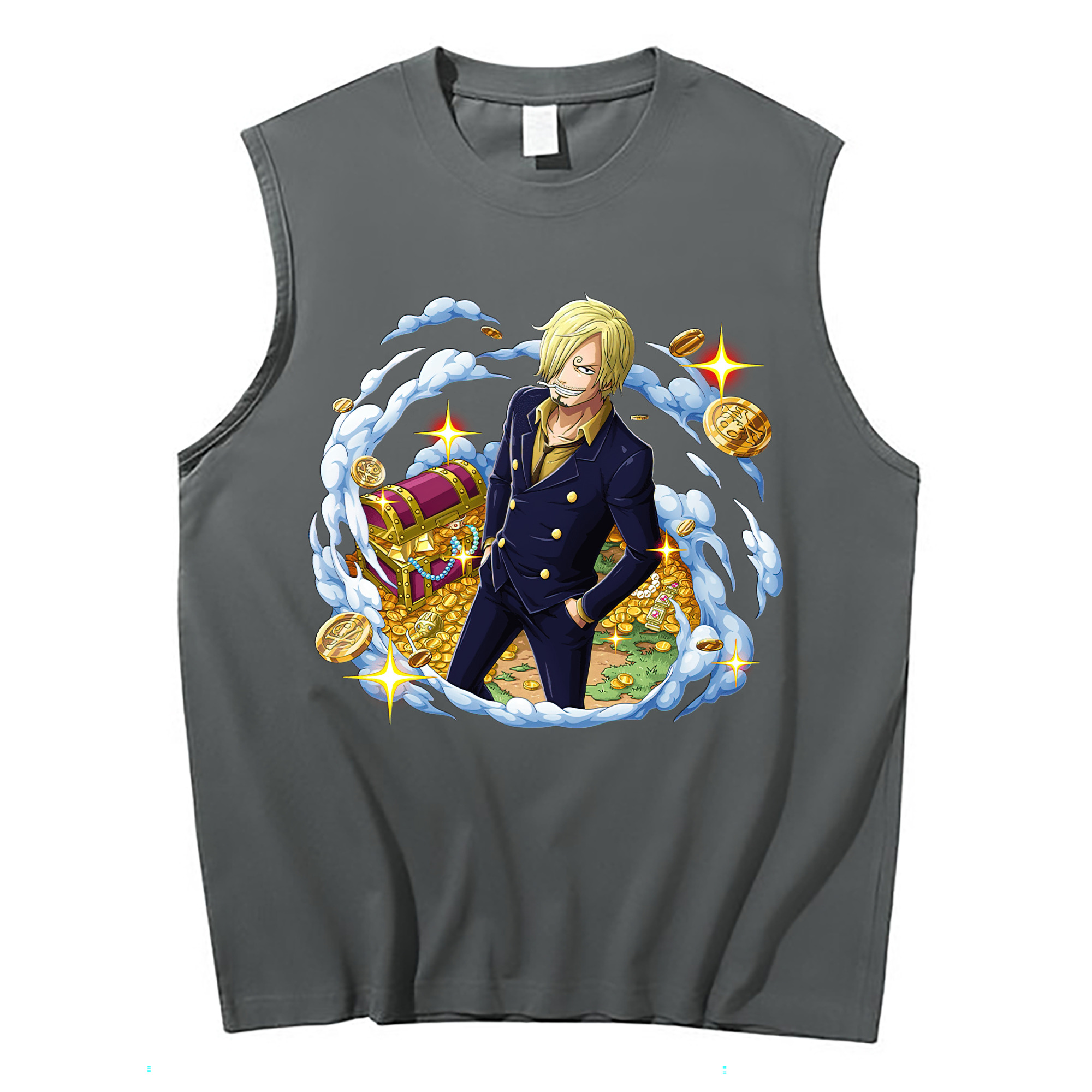 （画像用） ワンピース サンジ ONE PIECE Sanji コットン100％タンクトップ（フロントプリント）